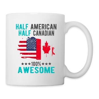 Mi-Américain, mi-Canadien - Mug blanc - blanc - Droite