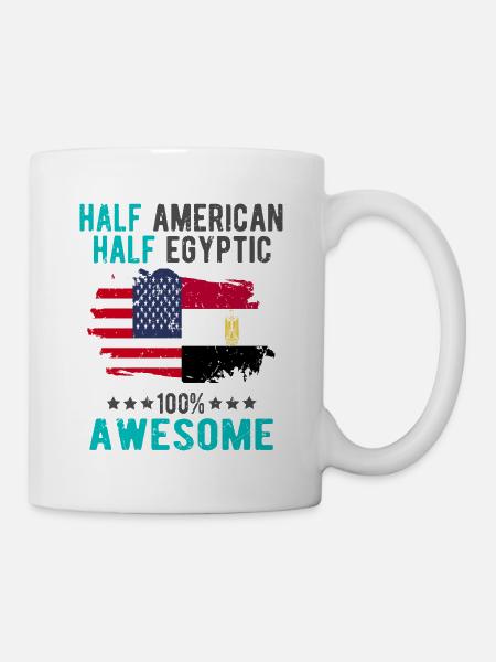 Moitié américain moitié égyptien - Mug blanc - blanc