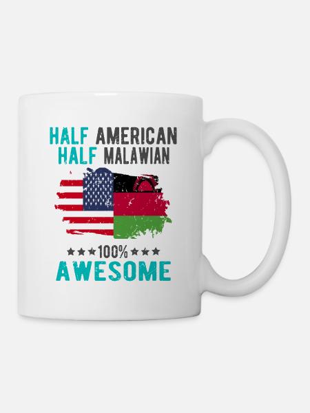 Halb Amerikaner Halb Malawi - Tasse - Weiß