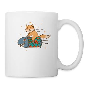 fox on rocket funny cute zoo - Mug - white - Right