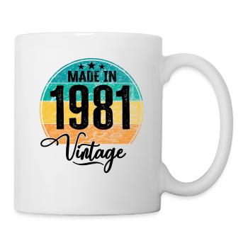 Vintage Made in 1981 Geburtsjahr 1981 Geburtstag - Tasse - Weiß - Rechts