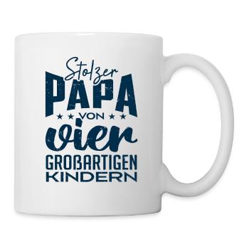 Stolzer Papa von vier Kindern - Tasse - Weiß - Rechts