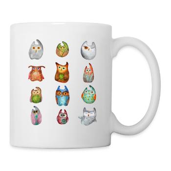 Eule Uhu Tier Waldtier Steinkauz Schleiereulen Fun - Tasse - Weiß - Rechts
