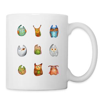 Eule Uhu Tier Waldtier Steinkauz Schleiereulen Fun - Tasse - Weiß - Rechts