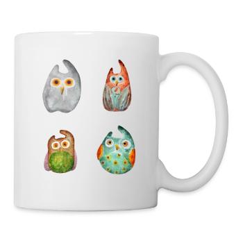 Eule Uhu Tier Waldtier Steinkauz Schleiereulen Fun - Tasse - Weiß - Rechts
