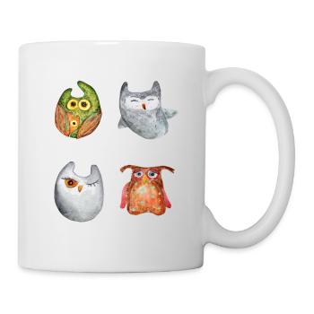 Eule Uhu Tier Waldtier Steinkauz Schleiereulen Fun - Tasse - Weiß - Rechts