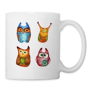 Eule Uhu Tier Waldtier Steinkauz Schleiereulen Fun - Tasse - Weiß - Rechts