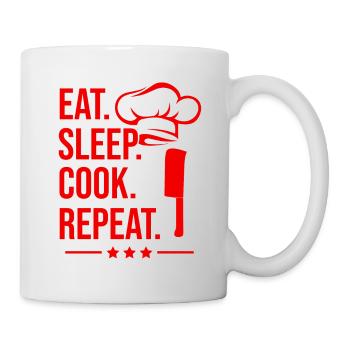 Manger dormir cuisiner répéter - Mug blanc - blanc - Droite