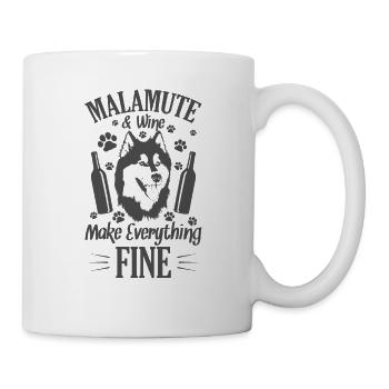 Le Malamute et le vin rendent tout bien - Mug blanc - blanc - Droite