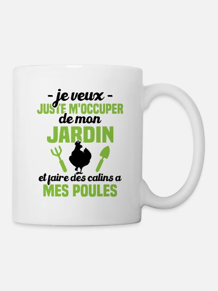 M'occuper de mon jardin, Cadeau jardinier poules - Mug blanc - blanc