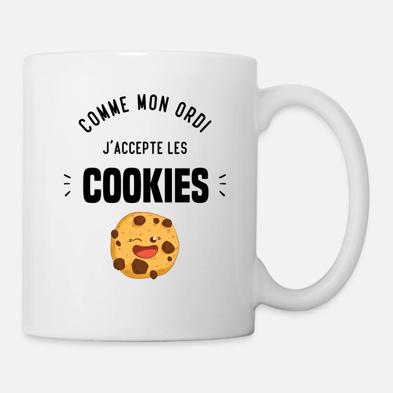 Comme mon ordi j'accepte les cookies Cadeau humour - Mug blanc - blanc