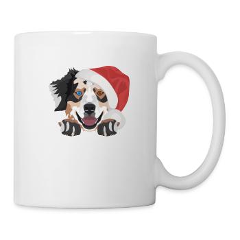 Australian Shepherd Frohe Weihnachten - Tasse - Weiß - Rechts