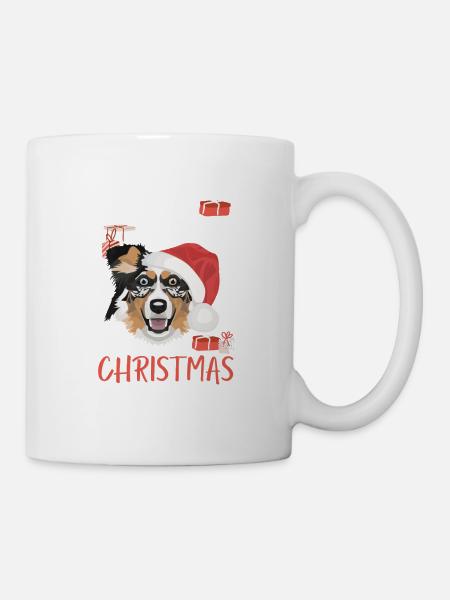 Australian Shepherd Frohe Weihnachten - Tasse - Weiß