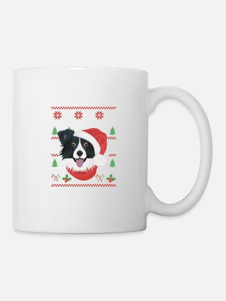 Border Collie Frohe Weihnachten - Tasse - Weiß
