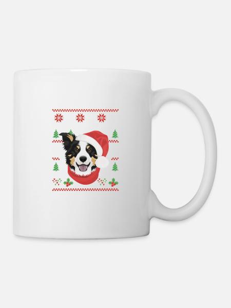 Border Collie Frohe Weihnachten - Tasse - Weiß