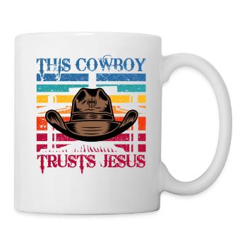 Ce cow-boy fait confiance à Jésus - Mug blanc - blanc - Droite
