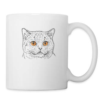 Britisch Kurzhaar Katze mit Kupfer Augen - Tasse - Weiß - Rechts