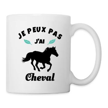 je peux pas j'ai cheval équitation - Mug blanc - blanc - Droite
