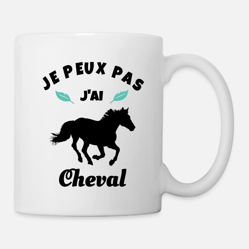 je peux pas j'ai cheval équitation - Mug blanc - blanc