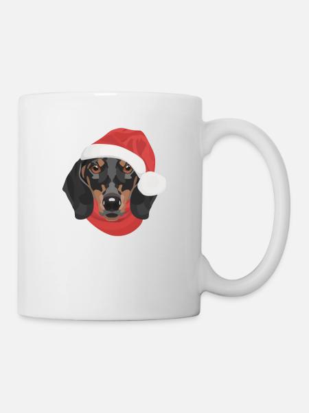 Dackel Frohe Weihnachten - Tasse - Weiß