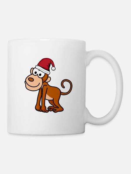 Affe Comic Weihnachten - Tasse - Weiß