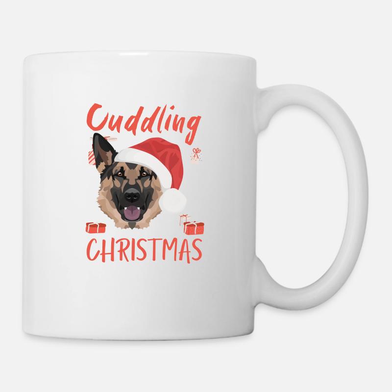 Deutscher Schäferhund Frohe Weihnachten - Tasse - Weiß