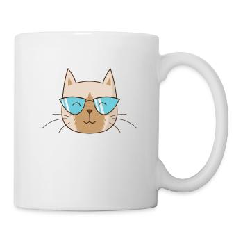 Siamese Cat mit Sonnenbrille Haustier - Tasse - Weiß - Rechts