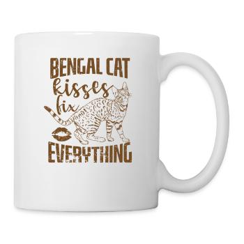 Bengal Cat Kisses réparer tout Chat domestique - Mug blanc - blanc - Droite