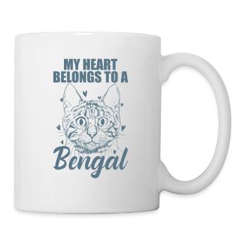 Mon cœur appartient à un chat domestique du Bengale - Mug blanc - blanc - Droite