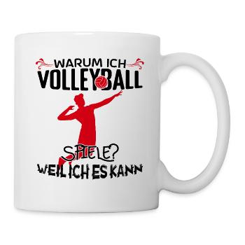Volleyball Volleyballtrainer Warum ich Volleyball! - Tasse - Weiß - Rechts