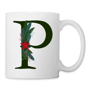 P – dekoratives Schriftzeichen – Weihnachten - Tasse - Weiß - Rechts