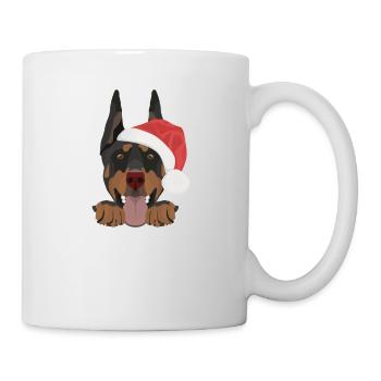 Dobermann Frohe Weihnachten - Tasse - Weiß - Rechts