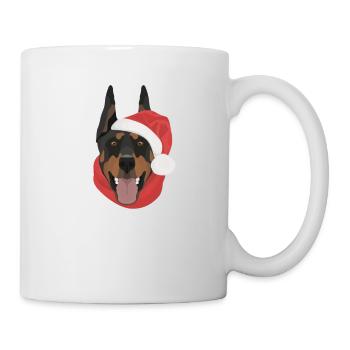 Dobermann Frohe Weihnachten - Tasse - Weiß - Rechts