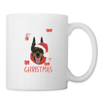 Dobermann Frohe Weihnachten - Tasse - Weiß - Rechts