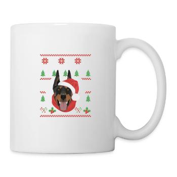Dobermann Frohe Weihnachten - Tasse - Weiß - Rechts