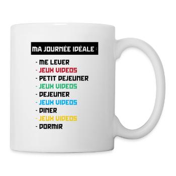 T shirt geek ma journée idéale - Mug blanc - blanc - Droite