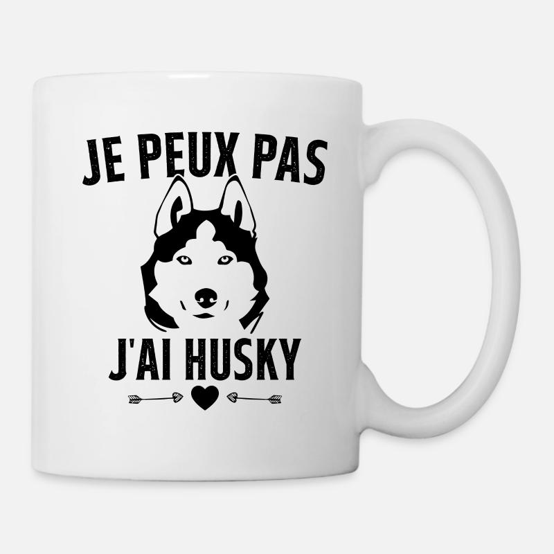 je peux pas j'ai Husky Cadeau - Mug blanc - blanc