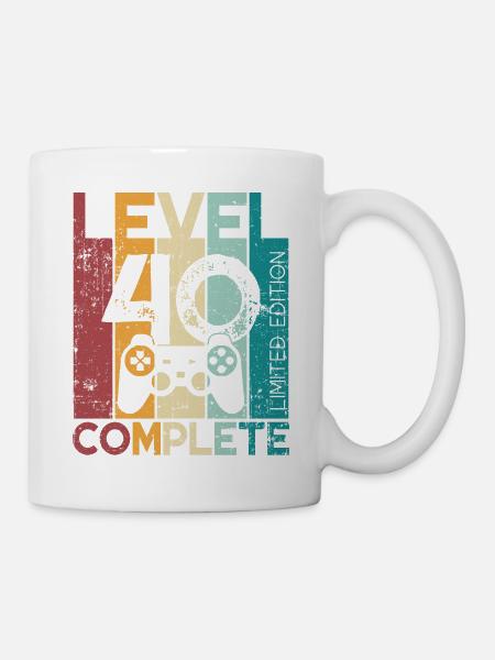 40 Geburtstag Level 40 Complete 40 Jahre Geschenk - Tasse - Weiß