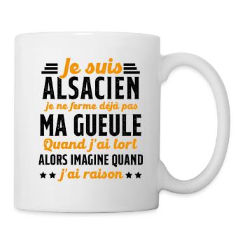 Alsacien je ferme pas ma gueule humour alsace - Mug blanc - blanc - Droite