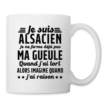 Alsacien je ferme pas ma gueule humour alsace - Mug blanc - blanc - Droite