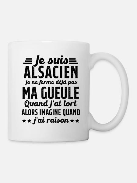 Alsacien je ferme pas ma gueule humour alsace - Mug blanc - blanc