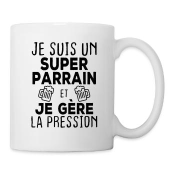 Je suis un super parrain, Humour cadeau parrain - Mug blanc - blanc - Droite