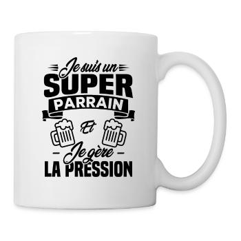 Je suis un super parrain, Humour cadeau parrain - Mug blanc - blanc - Droite
