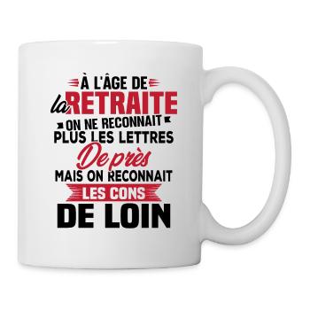 Avec l'age on reconnaît les cons de loin - Mug blanc - blanc - Droite