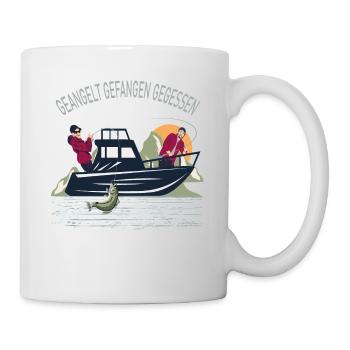 Angler Geangelt gefangen Gegessen Slogan - Tasse - Weiß - Rechts