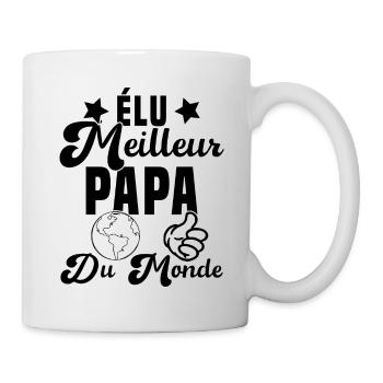 Élu Meilleur Papa Du Monde Fête Des Pères - Mug blanc - blanc - Droite