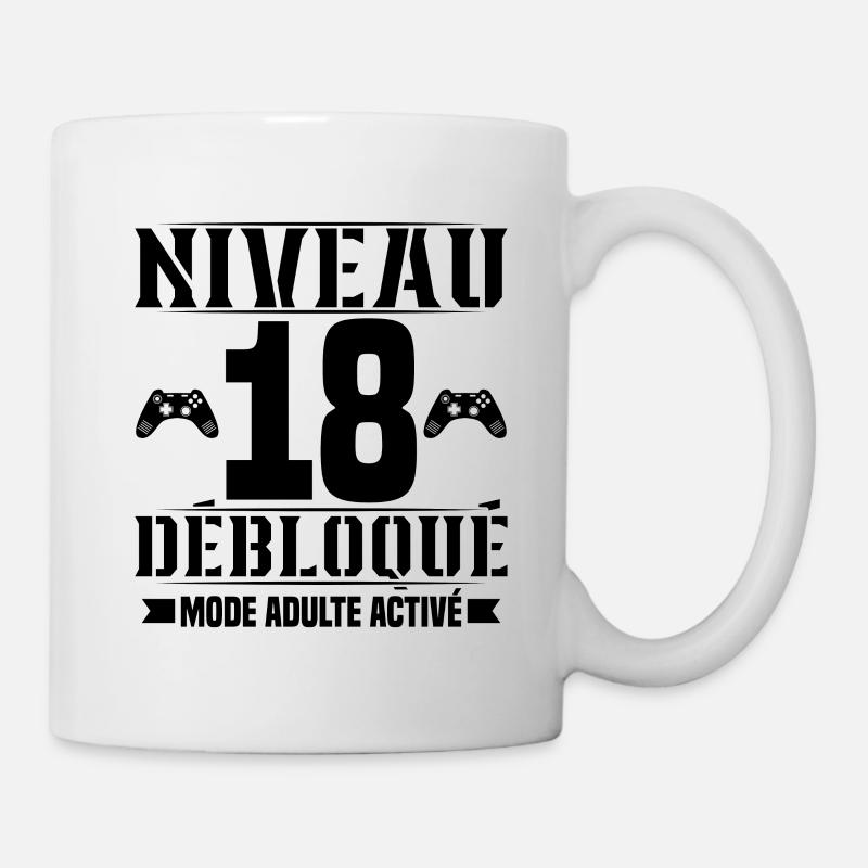 niveau 18 débloqué anniversaire 18 ans - Mug blanc - blanc