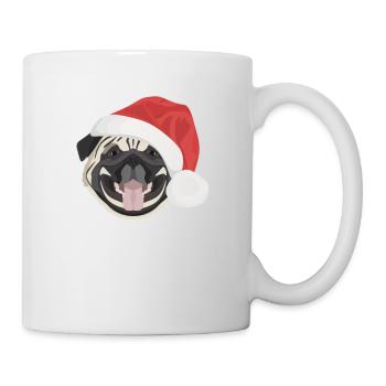 Mops Frohe Weihnachten - Tasse - Weiß - Rechts