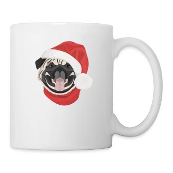 Mops Frohe Weihnachten - Tasse - Weiß - Rechts
