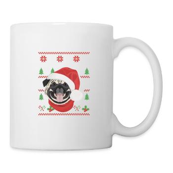 Mops Frohe Weihnachten - Tasse - Weiß - Rechts